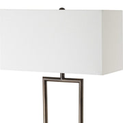 Uttermost Fork In The Road Iron and Travertine Floor Lamp With White Linen Fabric