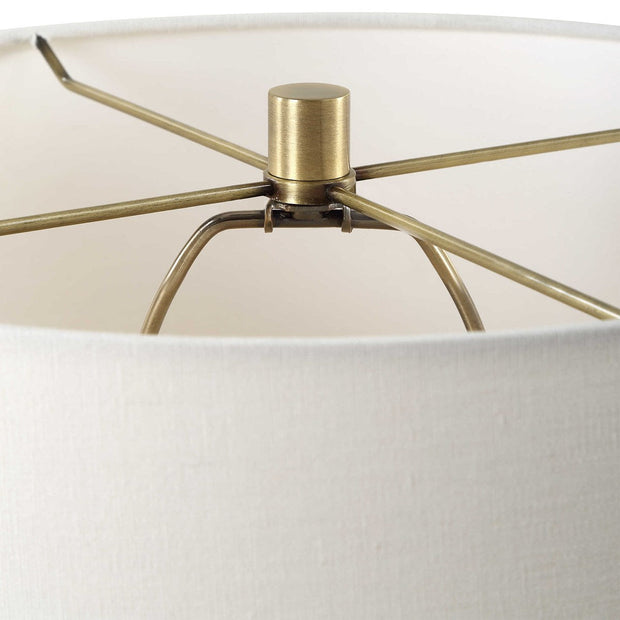 Uttermost Plinth White Marble Table Lamp With Linen Shade