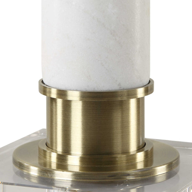 Uttermost Plinth White Marble Table Lamp With Linen Shade