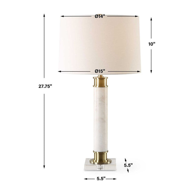 Uttermost Plinth White Marble Table Lamp With Linen Shade