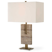 Uttermost Turning Point Travertine Table Lamp With White Linen Shade