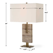Uttermost Turning Point Travertine Table Lamp With White Linen Shade
