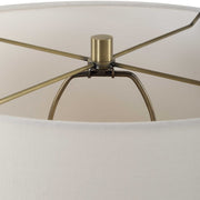Uttermost Cortado Travertine Table Lamp With White Linen Shade