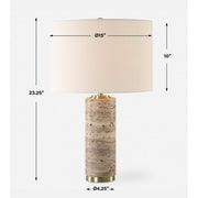 Uttermost Cortado Travertine Table Lamp With White Linen Shade