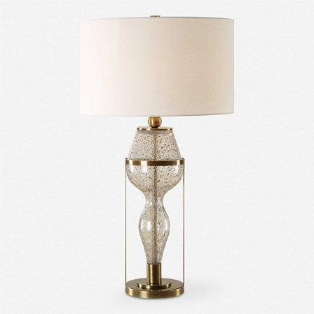 Uttermost Out Of Time Seeded Glass Table Lamp With Linen Shade