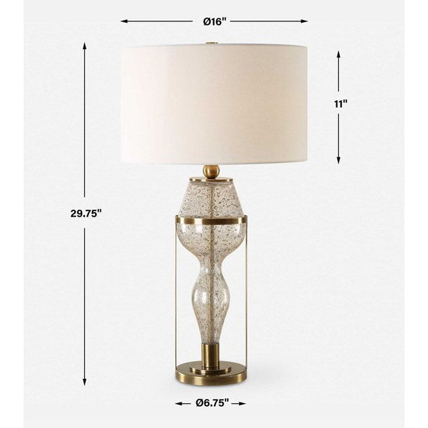 Uttermost Out Of Time Seeded Glass Table Lamp With Linen Shade