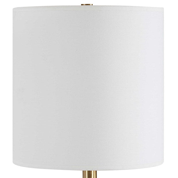 Uttermost Lautoka Brass Buffet Lamp With White Linen Shade