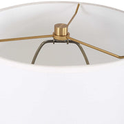 Uttermost Lautoka Brass Buffet Lamp With White Linen Shade