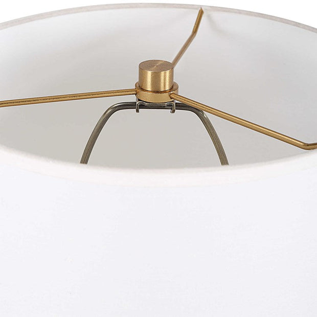 Uttermost Lautoka Brass Buffet Lamp With White Linen Shade
