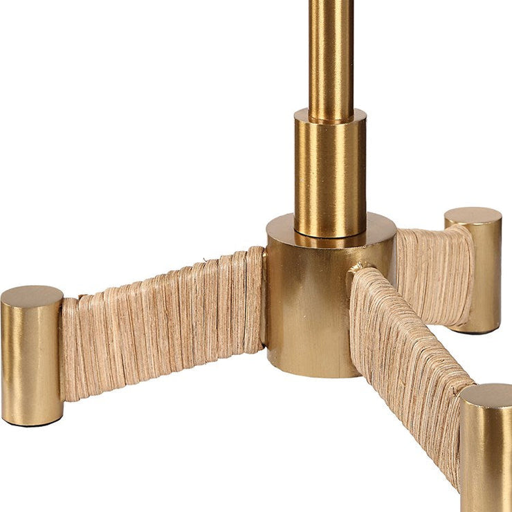 Uttermost Lautoka Brass Buffet Lamp With White Linen Shade
