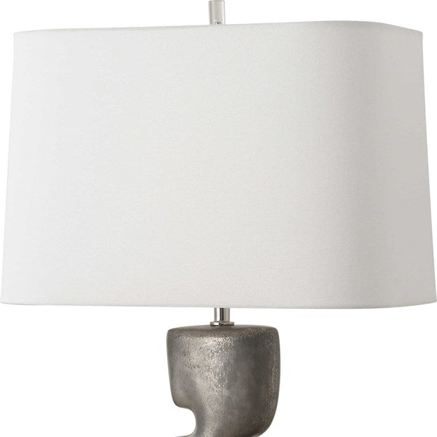 Uttermost Free Flowing Nickel Glaze Table Lamp With White Linen Shade