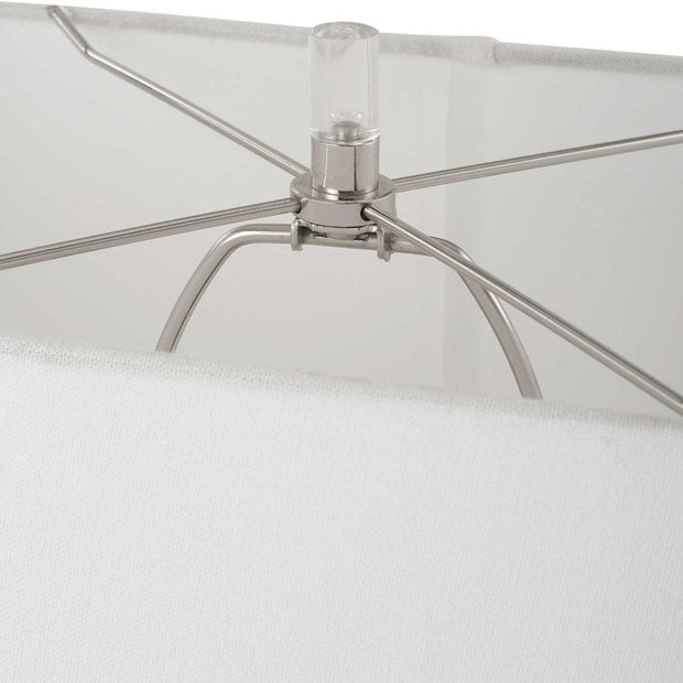 Uttermost Free Flowing Nickel Glaze Table Lamp With White Linen Shade