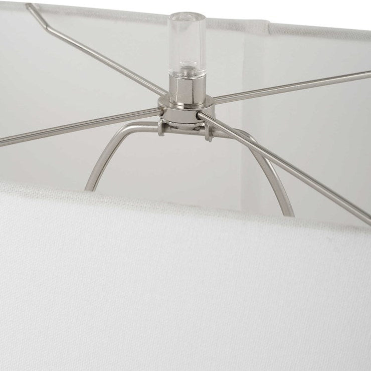 Uttermost Free Flowing Nickel Glaze Table Lamp With White Linen Shade