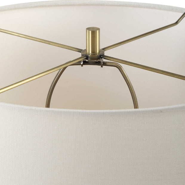 Uttermost Aubrey Travertine Table Lamp With White Linen Shade
