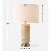 Uttermost Aubrey Travertine Table Lamp With White Linen Shade