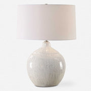 Uttermost Dribble White Glazed Ceramic Table Lamp With Linen Shade