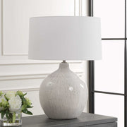 Uttermost Dribble White Glazed Ceramic Table Lamp With Linen Shade