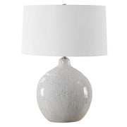 Uttermost Dribble White Glazed Ceramic Table Lamp With Linen Shade