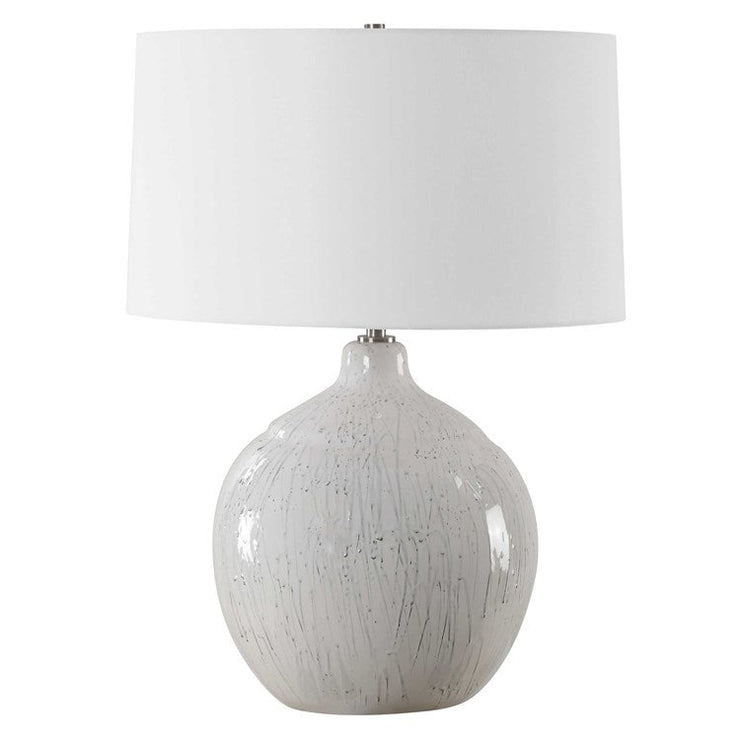 Uttermost Dribble White Glazed Ceramic Table Lamp With Linen Shade