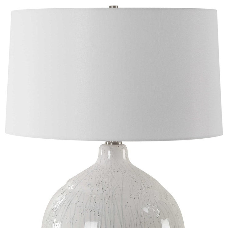 Uttermost Dribble White Glazed Ceramic Table Lamp With Linen Shade
