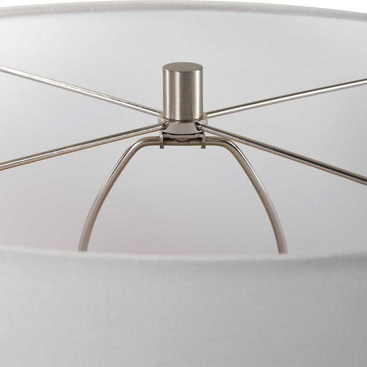 Uttermost Dribble White Glazed Ceramic Table Lamp With Linen Shade