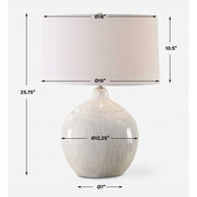 Uttermost Dribble White Glazed Ceramic Table Lamp With Linen Shade