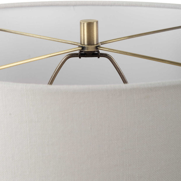 Uttermost Strata Tan Glazed Ceramic Table Lamp With White Linen Shade