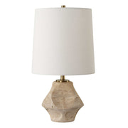 Uttermost Indent Travertine Accent Lamp With White Linen Shade