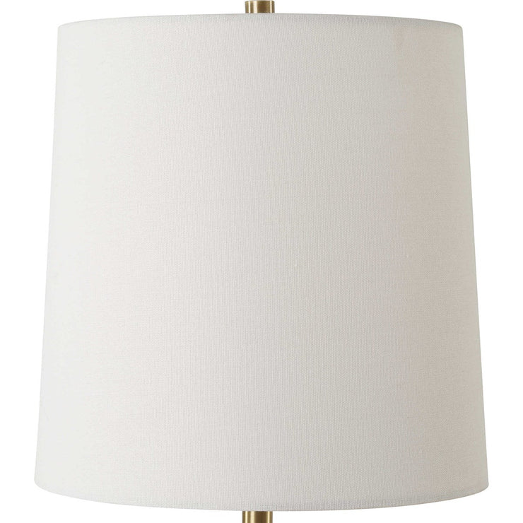 Uttermost Indent Travertine Accent Lamp With White Linen Shade