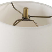 Uttermost Indent Travertine Accent Lamp With White Linen Shade