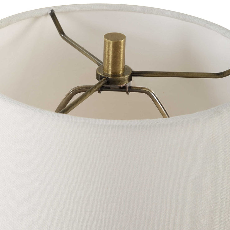 Uttermost Indent Travertine Accent Lamp With White Linen Shade