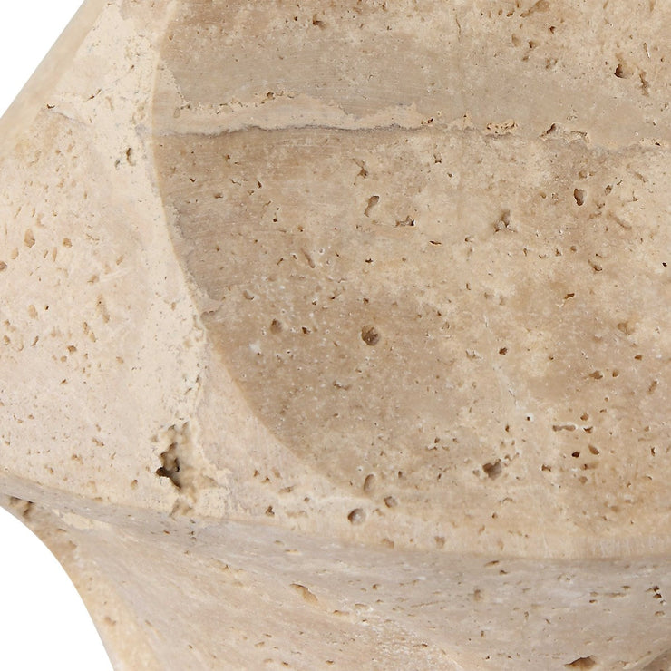 Uttermost Indent Travertine Accent Lamp With White Linen Shade