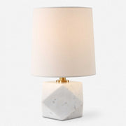 Uttermost A Cut Above White Marble Table Lamp With Linen Shade