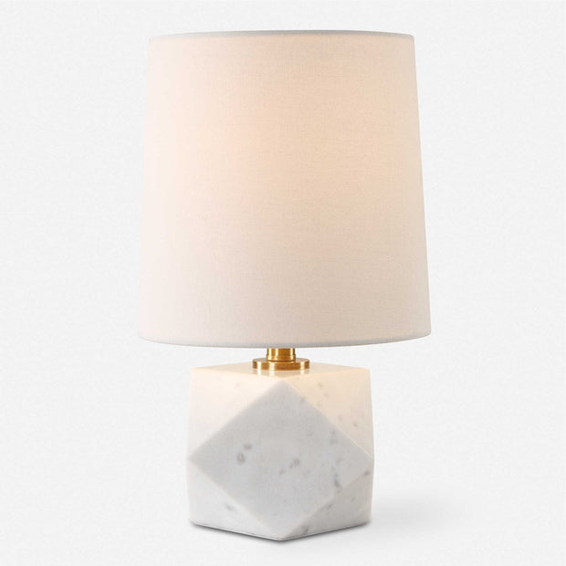 Uttermost A Cut Above White Marble Table Lamp With Linen Shade