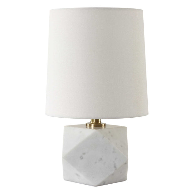 Uttermost A Cut Above White Marble Table Lamp With Linen Shade