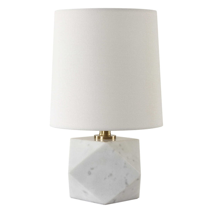 Uttermost A Cut Above White Marble Table Lamp With Linen Shade