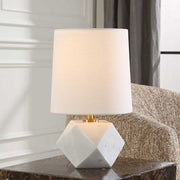 Uttermost A Cut Above White Marble Table Lamp With Linen Shade