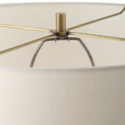 Uttermost Shino Antique Brass Iron Floor Lamp With White Linen Shade