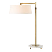 Uttermost Branch Out Antiqued Brush Brass and Marble Floor Lamp With White Linen Shade