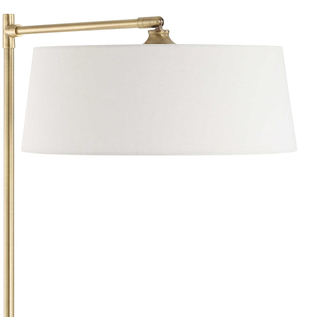 Uttermost Branch Out Antiqued Brush Brass and Marble Floor Lamp With White Linen Shade