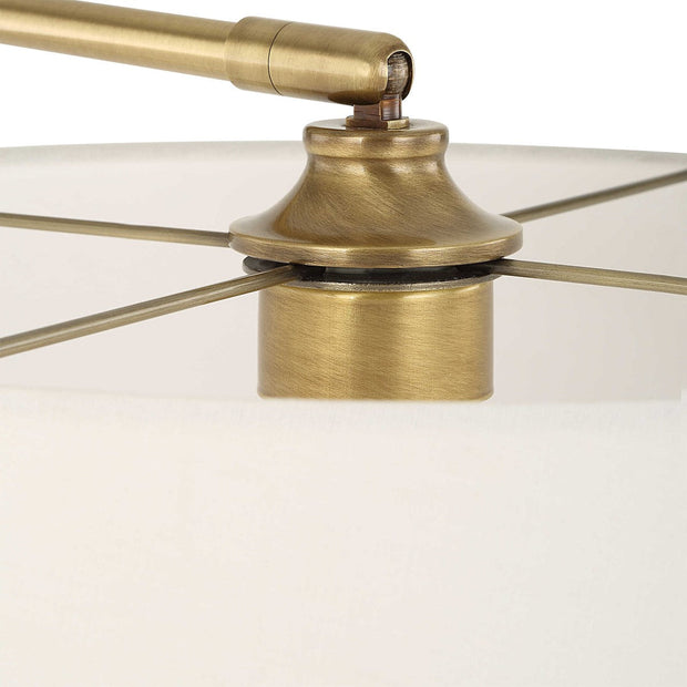 Uttermost Branch Out Antiqued Brush Brass and Marble Floor Lamp With White Linen Shade