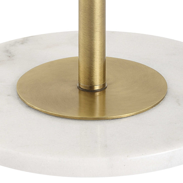 Uttermost Branch Out Antiqued Brush Brass and Marble Floor Lamp With White Linen Shade