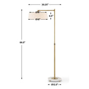Uttermost Branch Out Antiqued Brush Brass and Marble Floor Lamp With White Linen Shade