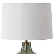 Uttermost Chianti Olive Green and Ivory Glass Table Lamp With White Linen Shade