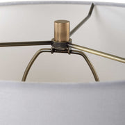 Uttermost Chianti Olive Green and Ivory Glass Table Lamp With White Linen Shade