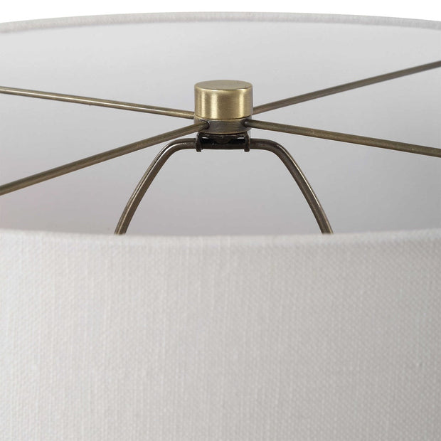 Uttermost Crimp Distressed Ivory Textured Ceramic Table Lamp With White Linen Shade