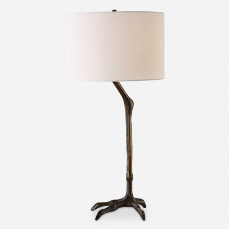 Uttermost Perch Iron Table Lamp With White Linen Shade