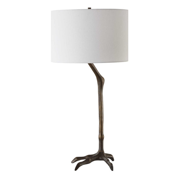 Uttermost Perch Iron Table Lamp With White Linen Shade