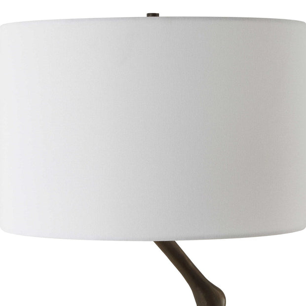 Uttermost Perch Iron Table Lamp With White Linen Shade