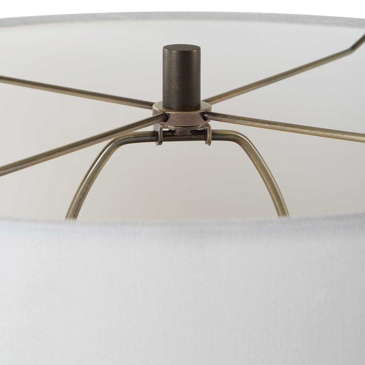 Uttermost Perch Iron Table Lamp With White Linen Shade